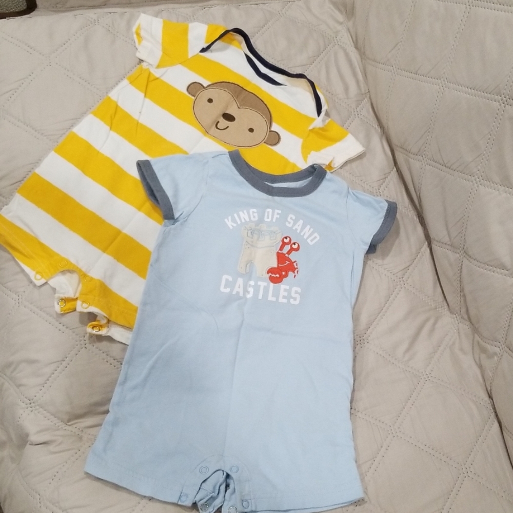 18 month Carter's baby boy rompers -set of 2
